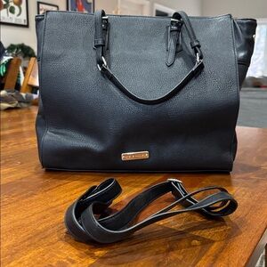 Steve Madden Black Leather Bag with attachable shoulder strap